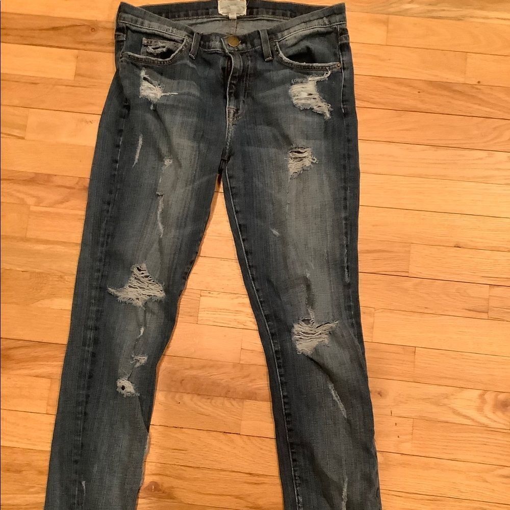 Current Elliot rip cutout boyfriend highrise jeans